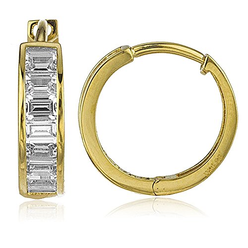 【中古】【未使用・未開封品】14?Kイエローゴールド15-mm baguette-cutキュービックジルコニアヒンジフ..