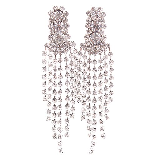 【中古】【未使用・未開封品】Grace Jun Large Tassel Clip On Earrings withoutピアスラインストーンステートメントイヤリング