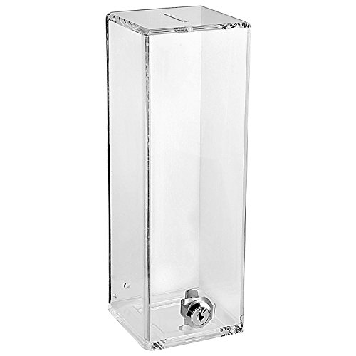 【中古】【未使用・未開封品】mcb-寄付ボックス???チケットボックス???10?" Tall Squareアクリル寄付コンテナ、ビッグ表示with Full印刷挿入 9.8" x 3.5 x 3.5