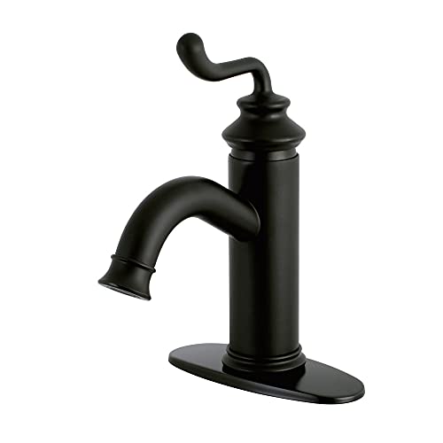 Kingston Brass LS5410RL Fauceture Royale Single Handle Monoblock Lavatory Faucet, Matte Black