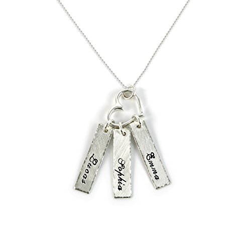 【中古】【未使用・未開封品】トリプルバー スターリングシルバー パーソナライズ ネックレス ハートチャームつき3個のカスタマイズ可能なチャームと、お客様が選ばれ...