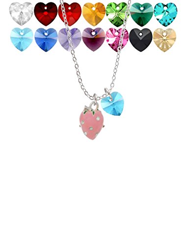 【中古】【未使用・未開封品】大きな3?- DピンクStrawberry with Crystalsカスタムクリスタルハートソフィアネックレス、18?" + 1?"