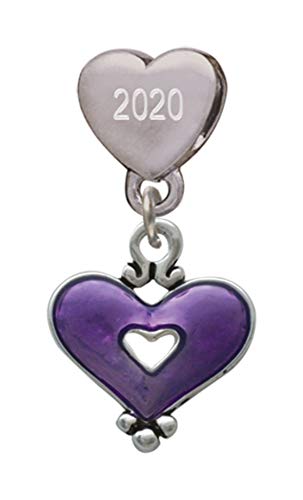 【中古】【未使用・未開封品】ホットパープルエナメルハートカットアウトカスタムイヤーステンレススチールハートビーズチャーム(4)