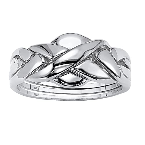 【中古】【未使用・未開封品】スターリングシルバー インターロッキングパズルリング プラチナメッキ ..