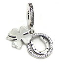 【中古】【未使用・未開封品】ソリッド925スターリングシルバーDangling " Horseshoe w /クリスタルCZ & 4つ葉クローバー」チャームビーズスネークチェーンブレスレット用850