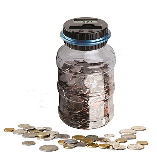 【中古】【未使用 未開封品】Onerbuy Digital Coin Bank Savings Jar Automatic Coin Counter Piggy Bank Large Capacity Money Saving Box with LCD Display, Transparent C