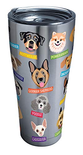 Tervis Flat Art - 犬 ステンレススチール タンブラー クリアとブラックのハンマー蓋付き 30オンス シルバー