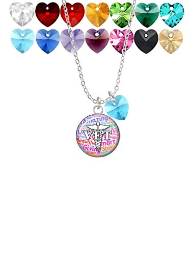 【中古】【未使用・未開封品】ドーム型マルチカラーVETカスタムクリスタルハートソフィアネックレス、18インチ+1インチ(4.0)