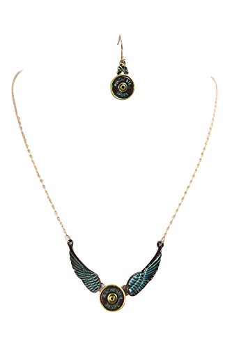 【中古】【未使用・未開封品】Vintage Western Lady SMALLI Bullet翼チャームネックレスとイヤリングセット