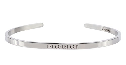 ピンクボックス 3mm ソリッドステンレススチール カフブレスレット - Let Go Let God