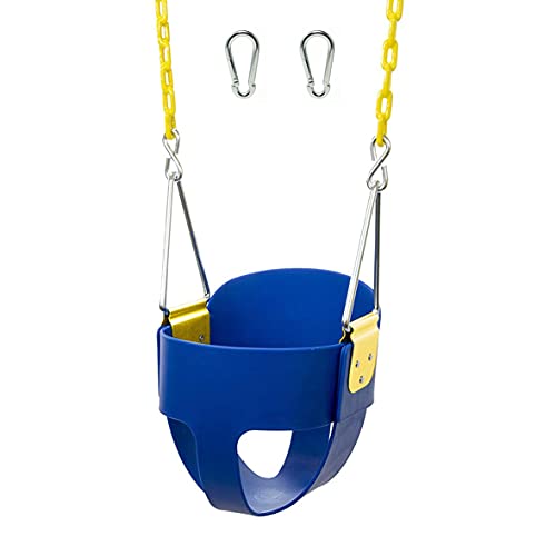 High Back Full Bucket Toddler Swing Seat with Plastic Coated Chains - Swing Set Additions & Replacements - Outdoor Play Equipment - Blu