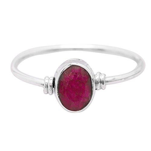 楽天AJIMURA-SHOP【中古】【未使用・未開封品】Created Ruby Oval Stone繊細なリング925スターリングシルバービンテージ部族Gipsy Boho Look