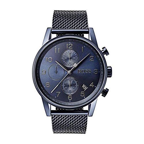 楽天AJIMURA-SHOP【中古】【未使用・未開封品】Hugo Boss Men's 44mm Blue Steel Bracelet & Case Quartz Analog Watch 1513538