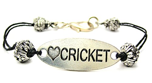 楽天AJIMURA-SHOP【中古】【未使用・未開封品】ChubbyChicoCharms Love CricketピュータープレートブラックWaxed Cord Bracelet , 2.5?