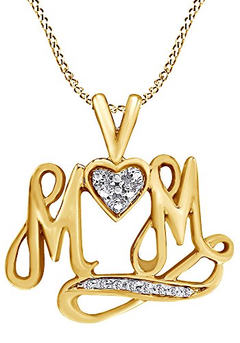 【中古】【未使用・未開封品】MOM 's Love infinity天然ダイヤモンドペンダントネックレス14?Kゴールドオーバースターリングシルバー