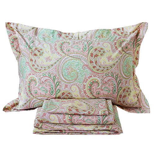 š̤ۡѡ̤ʡ(King, B) - FADFAY 4 Piece Pink Peacock Bed Sheet Set Lu...