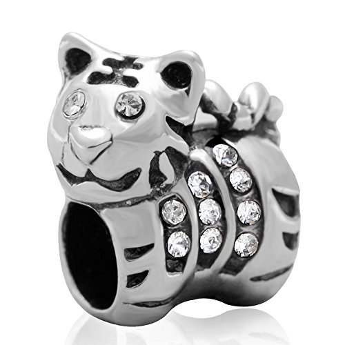 【中古】【未使用・未開封品】Tiger Charm 925スターリングシルバービーズ ファッションブレスレット&ネックレスにフィット