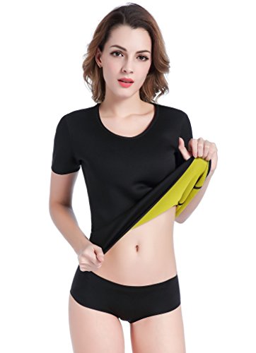 【中古】【未使用・未開封品】bakerdani Womens Hot汗Tシャツボディシェイパーネオプレンシェイプウェア快適なジムサウナサーモシャツブラック