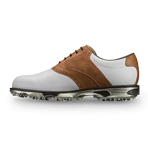 FootJoy メンズ DryJoys Tour 前シーズンスタイル ゴルフシューズ, ホワイト/ボンバー トープ, 7