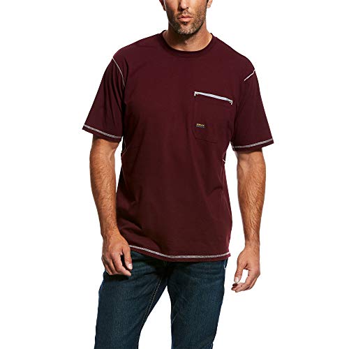 【中古】【未使用・未開封品】Ariat メンズ 鉄筋半袖クルーヘンリーシャツ US サイズ: Small カラー: レッド