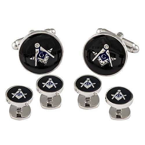【中古】【未使用・未開封品】Cuff - Daddy Freemason Masonic Cufflinks Studsシルバーブラックwithプレゼンテーションボックス