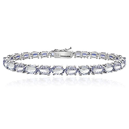 Chromium - 【中古】【未使用・未開封品】Ice Gems スターリングシルバー タンザナイト 6x4mm オーバルテニスブレスレット 2つの金属オプション, 金属, タンザナイト,