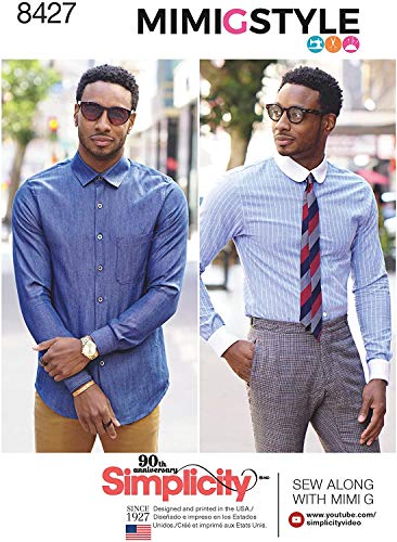 【中古】【未使用・未開封品】Simplicity Pattern 8427 AA Men's Fitted Shirt with Collar and Cuff Variations by Mimi G, Size 34-42