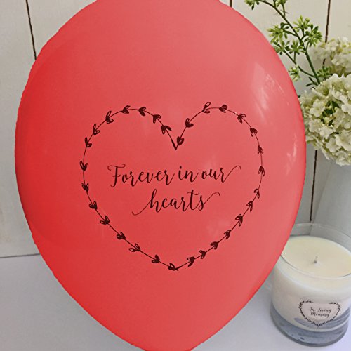 【中古】【未使用・未開封品】25 Red 'Forever In Our Hearts' Funeral Remembrance Balloons - 100% Biodegradable - by Angel & Dove