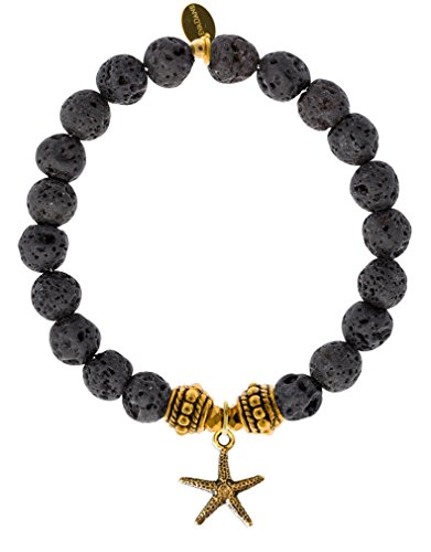 【中古】【未使用・未開封品】EvaDane天然溶岩石ジェムストーンロープビーズヒトデチャームストレッチブレスレット