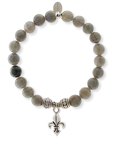 【中古】【未使用・未開封品】EvaDane天然ラブラドライトジェムストーンロープビーズFleur De Lisチャ..