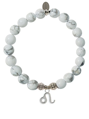 【中古】【未使用・未開封品】EvaDane天然ハウライト宝石ロープビーズLeoチャームストレッチブレスレット