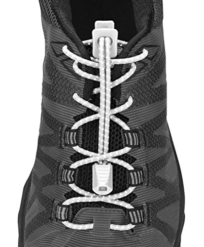 【中古】【未使用 未開封品】(White) - Nathan Reflective, Elastic No Tie Shoe Laces for Running and Active Sports