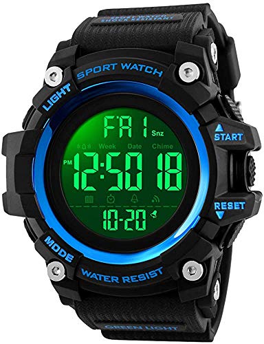 【中古】【未使用・未開封品】mastopブランドメンズデジタル時計大きなダイヤル多機能クロノグラフアウトドア防水スポーツ腕時計 ブルー(4.0)