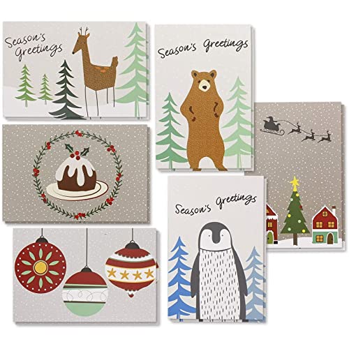 【中古】【未使用・未開封品】Merry Christmas グリーティングカードと封筒 かわいいデザイン (4 x 6インチ 36枚パック)