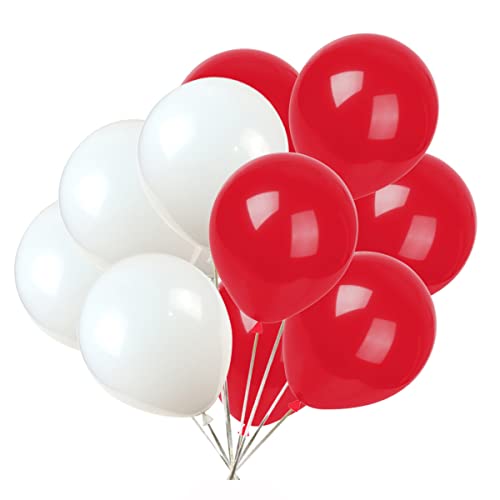 【中古】【未使用 未開封品】100 Premium Quality Balloons: 30cm Red and white latex helium balloon wedding / birthday party decorations and Events Christmas Party a