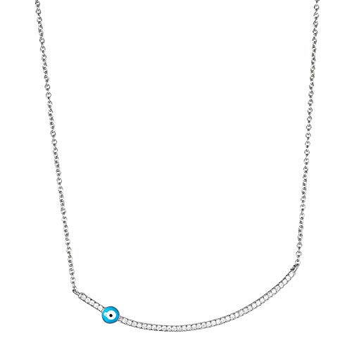 【中古】【未使用・未開封品】スターリングシルバー カーブバー イービルアイ ネックレス
