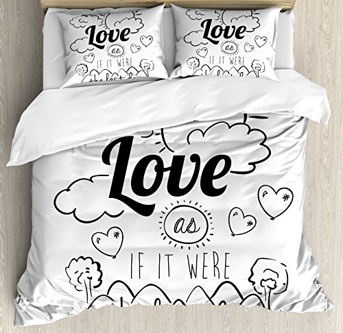 【中古】【未使用・未開封品】インスピレーションAmbesonneによって羽毛布団カバーセット、Encouragingデザイン楽観的哲学Motivational Quote Lifeメッセージ、装飾寝具セット