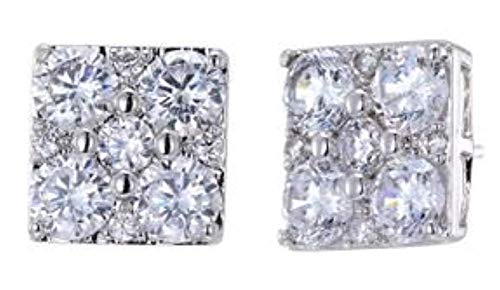 【中古】【未使用・未開封品】スターリングシルバー ロジウム 12.05x12.05mm スクエア 「フラワー」タイル スタッドピアス