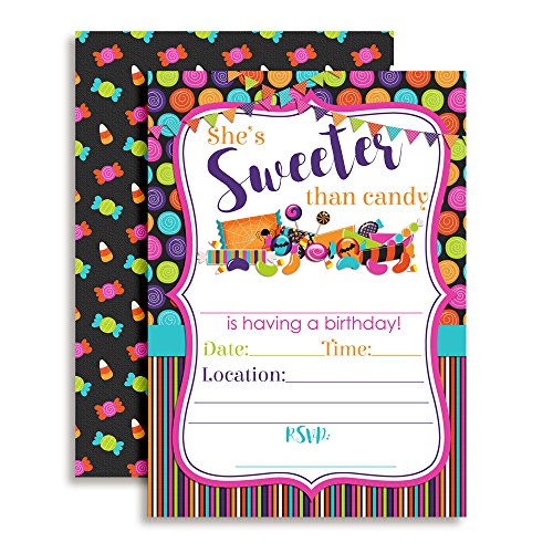 【中古】【未使用・未開封品】Halloween Candy Birthday Party Invitations, Ten 13cm x 18cm Fill In Cards with 10 White Envelopes by AmandaCreation 【中古】【未使用・未開封品】Halloween Candy Birthday Party Invitations, Ten 13cm x 18cm Fill In Cards with 10 White Envelopes by AmandaCreation