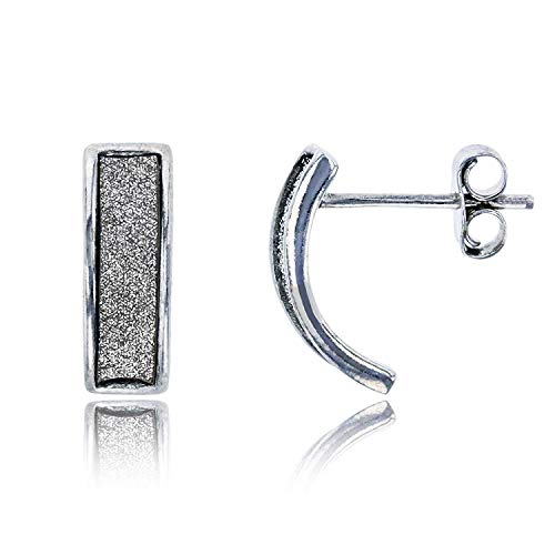 Rhodolite - 【中古】【未使用・未開封品】スターリングシルバーロジウム12?x 4?mmカーブGlitterスタッドイヤリング