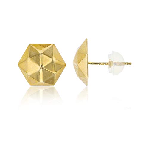【中古】【未使用・未開封品】14K イエローゴールド 光沢 六角形 スタッド イヤリング, 金属 石材 イエ..