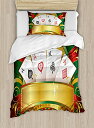 【中古】【未使用・未開封品】Poker Tournament Decorations布団カバーセットby Ambesonne、LuxuryギャンブルFortun...