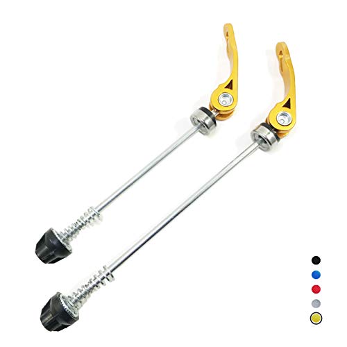 【中古】【未使用・未開封品】DEER U ロードマウンテンバイク MTB ホイールハブ フロント&リア串 クイックリリース クリップ ボルトレバー車軸 QR 145/180mm ペア (ゴールド)