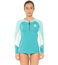 【中古】【未使用・未開封品】(Small, Caribbean) - ScubaPro Women's UPF 50 Channel Flow Zippered Long Sleeve Rash Guard