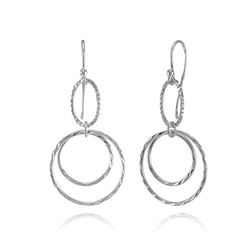 【中古】【未使用・未開封品】スターリングシルバーダブル円軽量ダングルドロップイヤリング