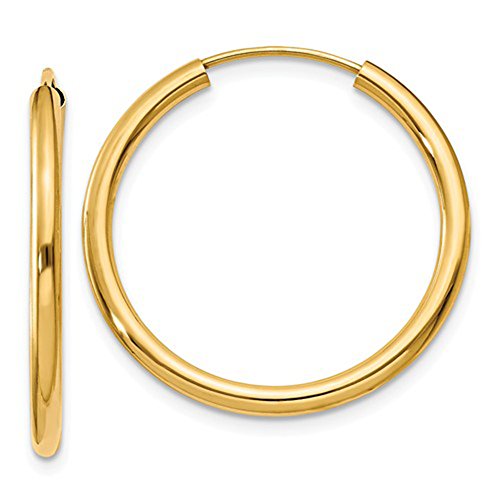 【中古】【未使用・未開封品】14?Kイエローゴールド連続エンドレスフープイヤリング(2?mmチューブ)