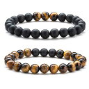 【中古】【未使用・未開封品】hamoeryメンズレディース8?mm Tiger Eye Stoneビーズゴムブレスレットナチュラルストーンヨガブレスレットバング...
