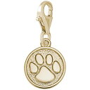 【中古】【未使用・未開封品】10?KイエローゴールドPaw Print Charm with Lobster Claw Clasp、チャームブレスレットとネックレス用