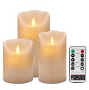 【中古】【未使用・未開封品】BRAZING CANDLES 3 PACK Pillar Flameless LED Candles, Ivory, with r...