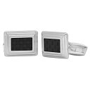【中古】【未使用・未開封品】Men 'sステンレススチールブラックWeaved Carbon Fiber Cufflinks